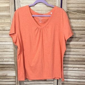 Sonoma Life & Style Top Orange Short Sleeve V-Neck Size 2x
